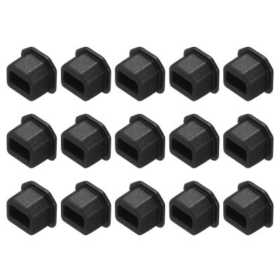 MECCANIXITY 15pcs USB Type B Port Plugs Covers Caps Silicone Anti Dust Protector for USB Female End, Black