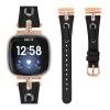 Compatible with Fitbit Versa 4Sense 2 Band Women Men,Adjustable Rose Gold Headband Leather Sport Band,Compatible with Fitbit Versa 3Sense bands for women men (Versa4/Sense2, Black) view 3