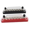 2PCS 12 Terminal Bus Bar Kit with Cover & Heat Shrink Terminals Ground Distribution for Automotive and Marine, Bus Bar 2 Studs 12 Screw Terminals, Max 48V 150A (Red & Black) view 2