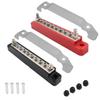 2PCS 8 Terminal Bus Bar Kit with Cover & Heat Shrink Terminals Ground Distribution for Automotive and Marine, Bus Bar 2 Studs 8 Screw Terminals, Max 48V 150A (Red & Black) view 1