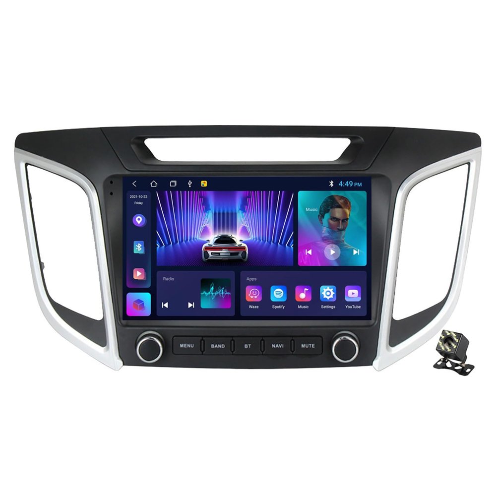 2 DIN Car Stereo Radio Android 12 for Hyundai Creta IX25 2015-2019, 9" Multimedia Player Autoradio with Navigation GPS Carplay Auto BT WiFi 4G FM RDS SWC+Backup Camera,M150cp/2+32g