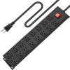 HHSOET Metal 16 Outlet Mountable Power Strip, Wall Mount Garage Workbench Socket, Gaming Table Surge Protector with 6 FT Power Cord.(Black) view 1