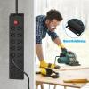 HHSOET Metal 16 Outlet Mountable Power Strip, Wall Mount Garage Workbench Socket, Gaming Table Surge Protector with 6 FT Power Cord.(Black) view 4