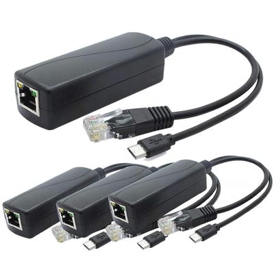YTHYTHYTH 4-Pack 5V Poe Splitter, 48V to 5V 2.4A Adapter with Micro-USB Plug, for IP Camera,Tablets,for Pi and More