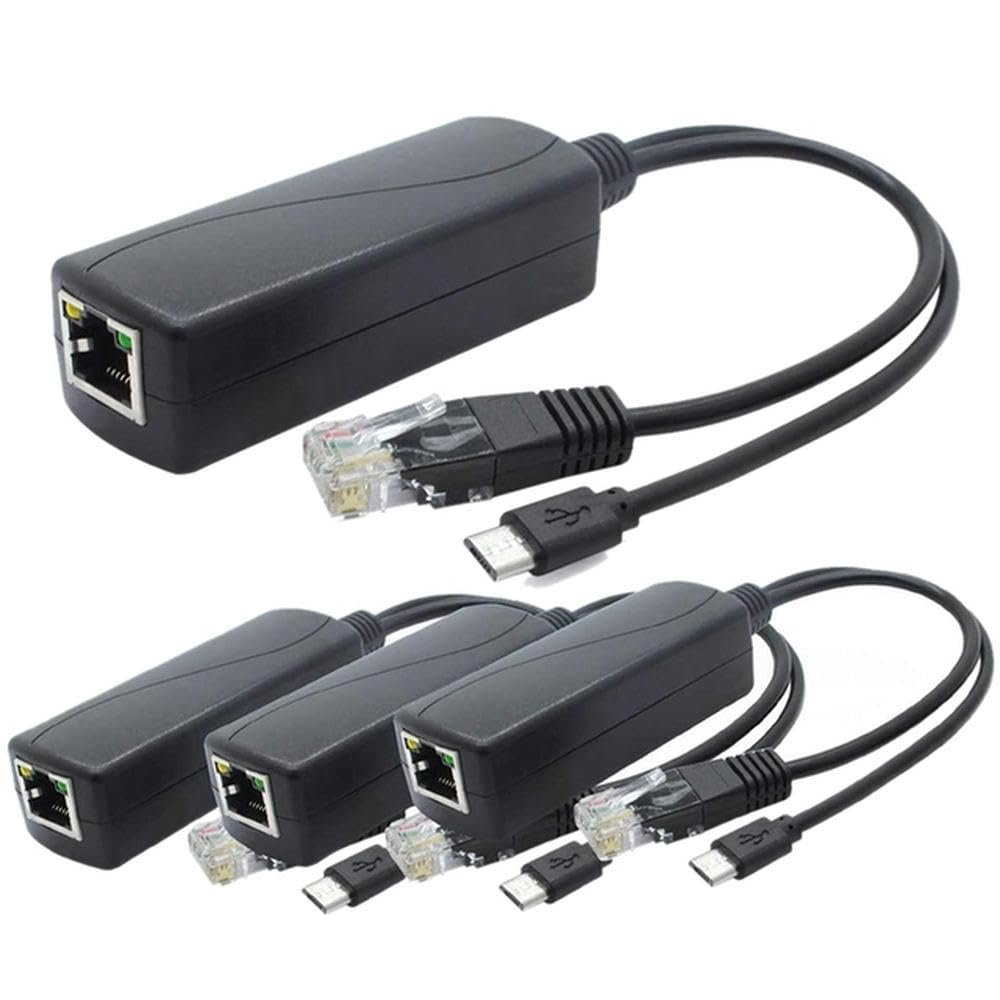 YTHYTHYTH 4-Pack 5V Poe Splitter, 48V to 5V 2.4A Adapter with Micro-USB Plug, for IP Camera,Tablets,for Pi and More