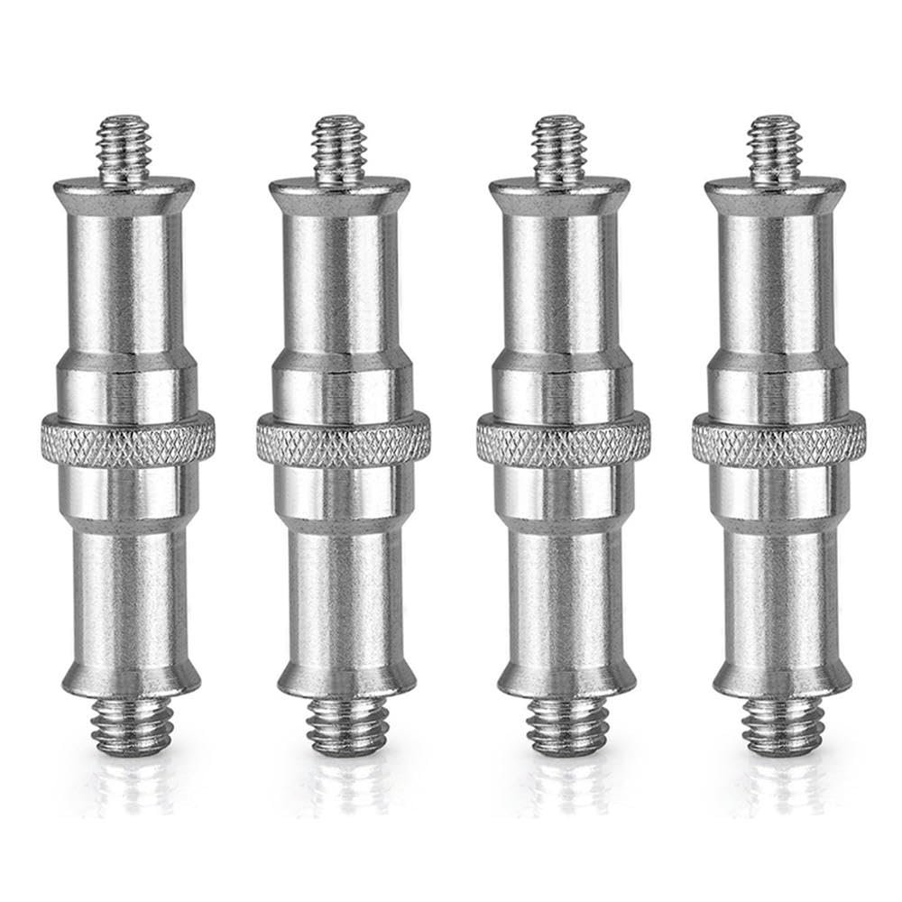 YTHYTHYTH 4 Pieces Standard 1/4 to 3/8 Inch Metal Male Converter Threaded Screw Adapter Spigot Stud for Studio Light Stand