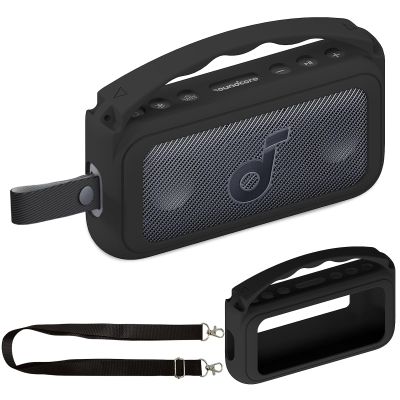 RAWECUD Silicone Cover Case for Soundcore Motion 300 Wireless Hi-Res Portable Speaker, Protective Holder Skin for Motion 300 Speaker Case Accessories (Black)