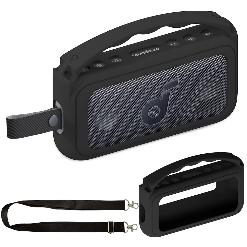 RAWECUD Silicone Cover Case for Soundcore Motion 300 Wireless Hi-Res Portable Speaker, Protective Holder Skin for Motion 300 Speaker Case Accessories (Black)