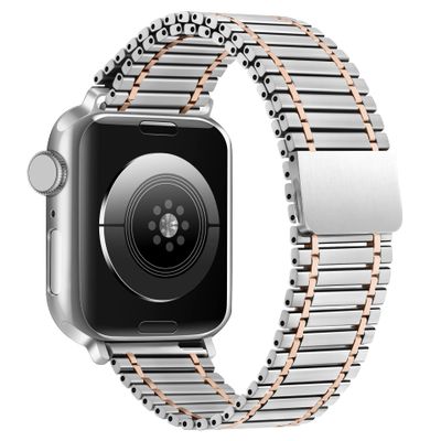 CarXs Wristband for Apple Watch 38mm 40mm 41mm 42mm 44mm 45mm 49mm Stainless steel Wristband for IWatch 9/8/7/6/5/4/3/2/1/SE Series Men Women (Silver gold,38-40-41 MM)