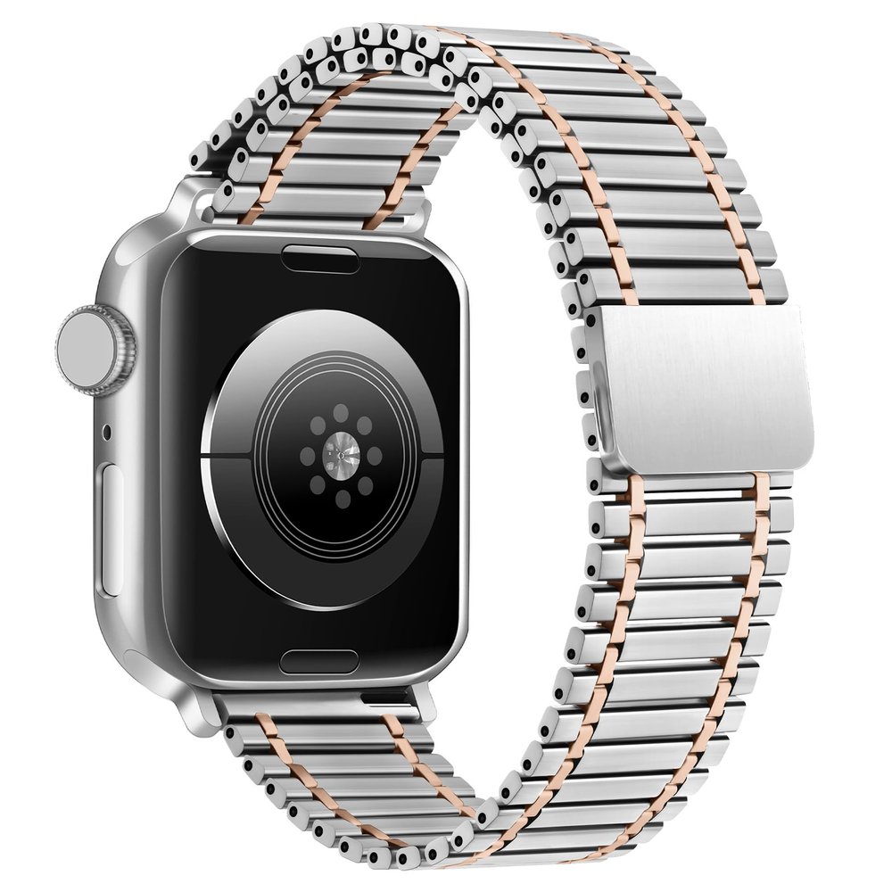 CarXs Wristband for Apple Watch 38mm 40mm 41mm 42mm 44mm 45mm 49mm Stainless steel Wristband for IWatch 9/8/7/6/5/4/3/2/1/SE Series Men Women (Silver gold,38-40-41 MM)