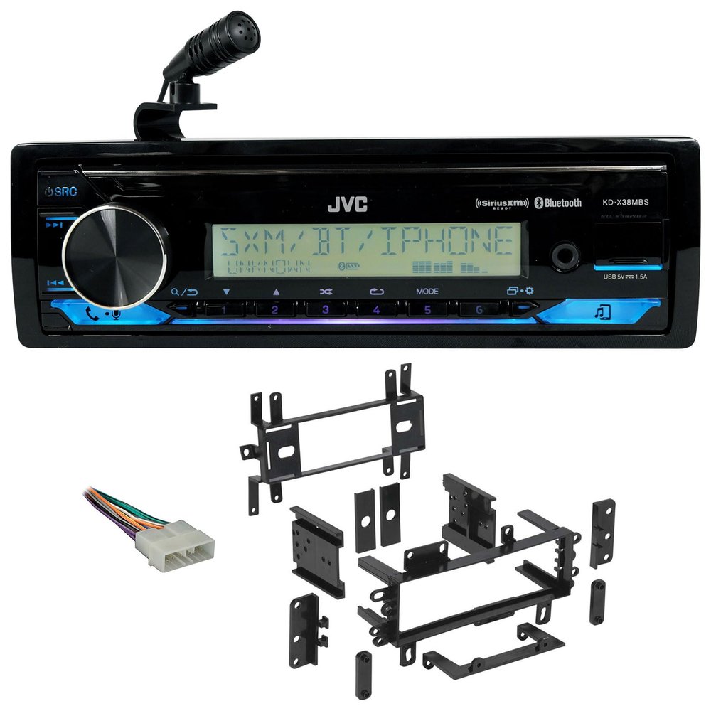 Audiosavings Bundle: JVC KD-X38MBS 1-Din Car/Marine/UTV/Motorcycle Stereo Receiver Bundle with Metra 70-1002 in Dash Radio Wire Harness + Metra 99-5700 in-Dash Radio Mounting Mulit-Kit (3 Items)