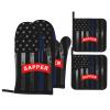 Sapper American Premium Heat Resistant Oven Mitts Pot Holders Baking 4-Piece Set view 1