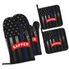 Sapper American Premium Heat Resistant Oven Mitts Pot Holders Baking 4-Piece Set view 2