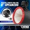 DS18 Marine and Powersports Empty Tower Speaker Pod with LED RGB Lights & Grill - Fits 8" Speaker - White - Speaker not Included - Great for Boats, Jeeps, ATV, UTV, Powersports, Golf Car, All elements view 2