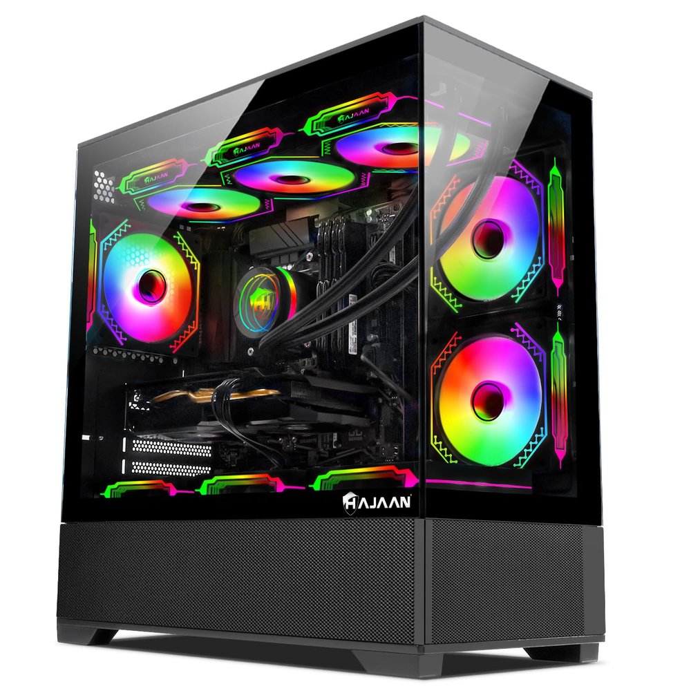 HAJAAN SuperX Gaming PC Liquid Cooled - Intel i7 13700F - GeForce RTX 4060 8GB - 32GB DDR4-2TB NVMe SSD - Windows 11 Pro - WiFi - Bluetooth - Mechanical Keyboard Mouse