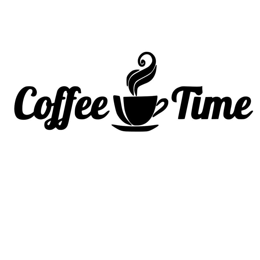 Coffee Time Vinyl Decal Sticker Decor for Bar Wall Kitchen Cup Laptop Freedge (9" x 3", Blue)