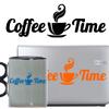 Coffee Time Vinyl Decal Sticker Decor for Bar Wall Kitchen Cup Laptop Freedge (9" x 3", Blue) view 2