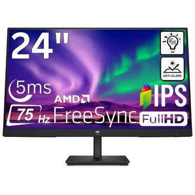 HP V24i G5 24 Inch Computer PC Monitor Full HD IPS 60Hz Refresh Rate 5ms Response Time 250 Nits Brightness AMD FreeSync Anti-Glare Low Blue Light, HDMI DisplayPort, Black (Renewed)
