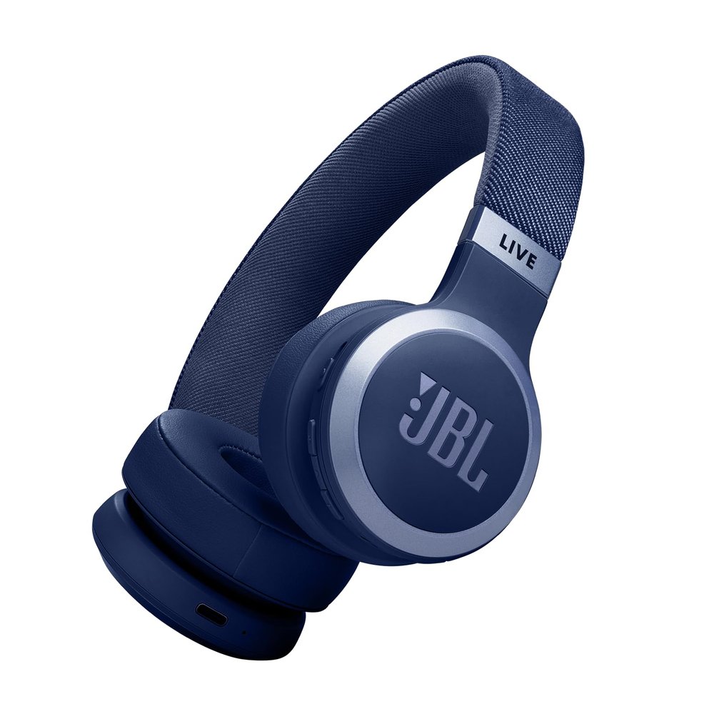 JBL Live 670NC - Wireless On-Ear Headphones with Adaptive Noise Cancelling with Smart Ambient, Up to 65H Battery Life with Speed Charge, Lightweight, Comfortable and Foldable Design (Blue)