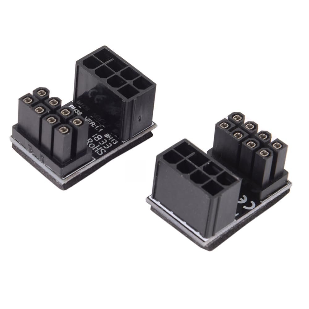 NFHK ATX 8Pin Female to 8pin Male 180 Degree Angled Power Adapter for Desktops Graphics Card
