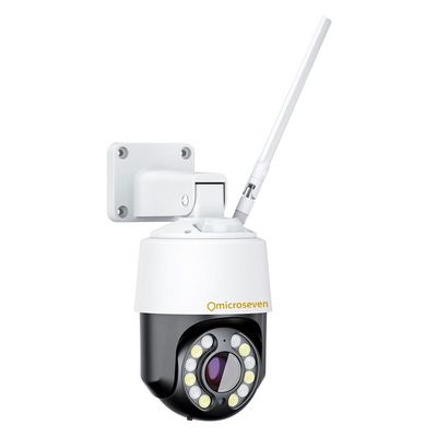 MICROSEVEN M7D5MP-PTZV14X-WPSAA 5MP IP WiFi (2.4/5Ghz) POE 14x Optical Zoom PTZ Professional Open Source Security Dome Camera with Active Deterrence