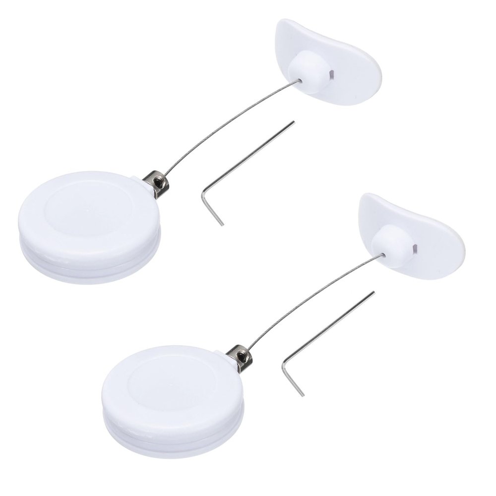 MECCANIXITY Retractable Security Cable Lock,Remote Control Arc Terminal Lock,Remote Control Anti-Lost Rope with Double-Sided Adhesive for TV,DVD,Hardware Cable Lock 2Set White 35.43" Length