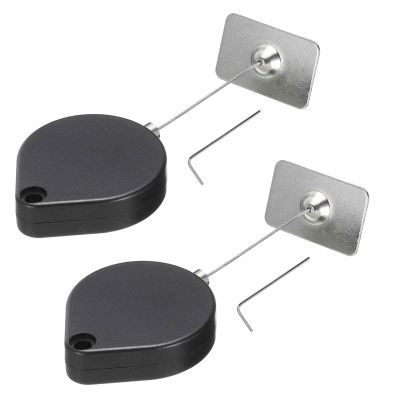 MECCANIXITY Retractable Security Cable Lock,Remote Control Security Lock Rectangular,Remote Control Anti-Lost Rope with Double-Sided Adhesive for TV,DVD,Cup, Phone 2Set Black 39.37" Length