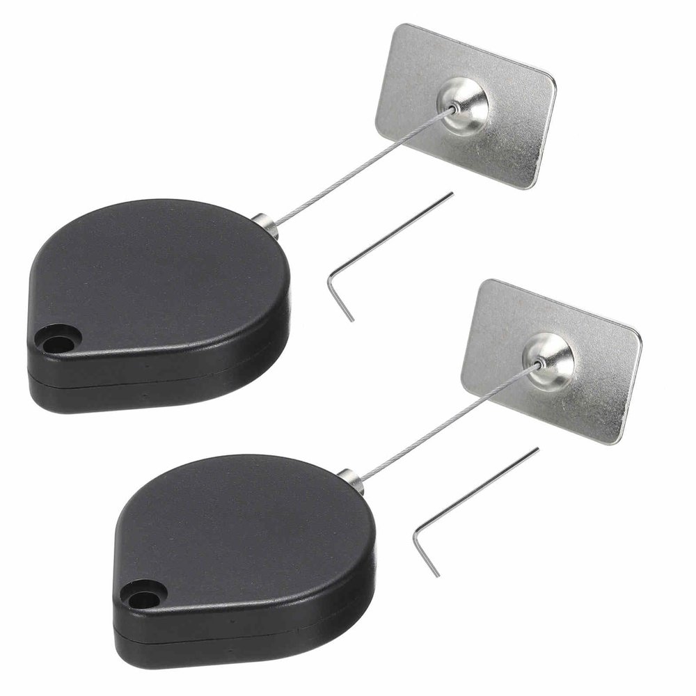 MECCANIXITY Retractable Security Cable Lock,Remote Control Security Lock Rectangular,Remote Control Anti-Lost Rope with Double-Sided Adhesive for TV,DVD,Cup, Phone 2Set Black 39.37" Length