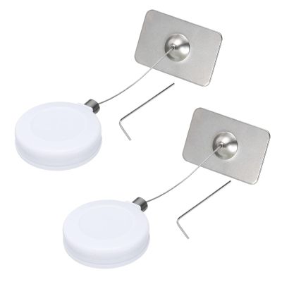 MECCANIXITY 2Set Retractable Security Cable Lock Square Lock White 35.43" L