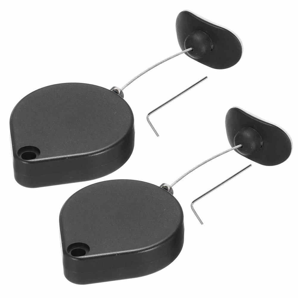 MECCANIXITY Retractable Security Cable Lock,Remote Control Arc Terminal Lock,Remote Control Anti-Lost Rope with Double-Sided Adhesive for TV,DVD,Hardware Cable Lock 2Set Black 39.37" Length
