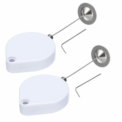 MECCANIXITY Retractable Security Cable Lock,Remote Control Security Lock Round,Remote Control Anti-Lost Rope with Double-Sided Adhesive for TV,DVD,Hardware Cable Lock 2Set White 39.37" Length