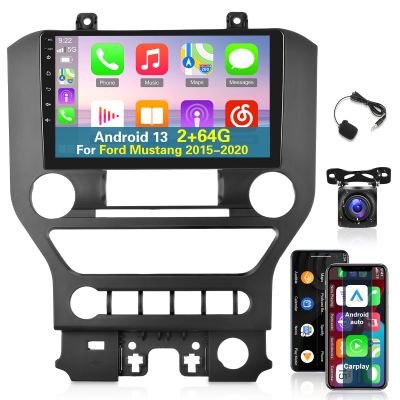 [2+64G] Android 13 Car Radio for Ford Mustang 2015-2020 - Wireless Carplay and Android Auto - 9 Inch Touchscreen Car Stereo with WiFi/GPS/Multiple UI Themes/SWC + AHD Backup Camera