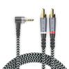 BlueRigger 3.5mm Aux to 2RCA Audio Cable (10FT, 90D Stereo Splitter Y 2RCA Male, Braided, 1/8" RightAngled TRS to RCA, Hi-Fi Sound, Metal Shell) - for Phones, Amplifiers, Tablets, Home Theater, HDTV view 1