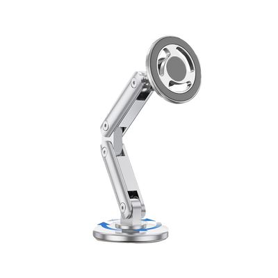 NovelGoal Magnetic Cell Phone Holder Universal 360 Rotation Adjustable Foldable Rotating Magnetic Holder Car Phone Bracket Magnet Mount (Silver)