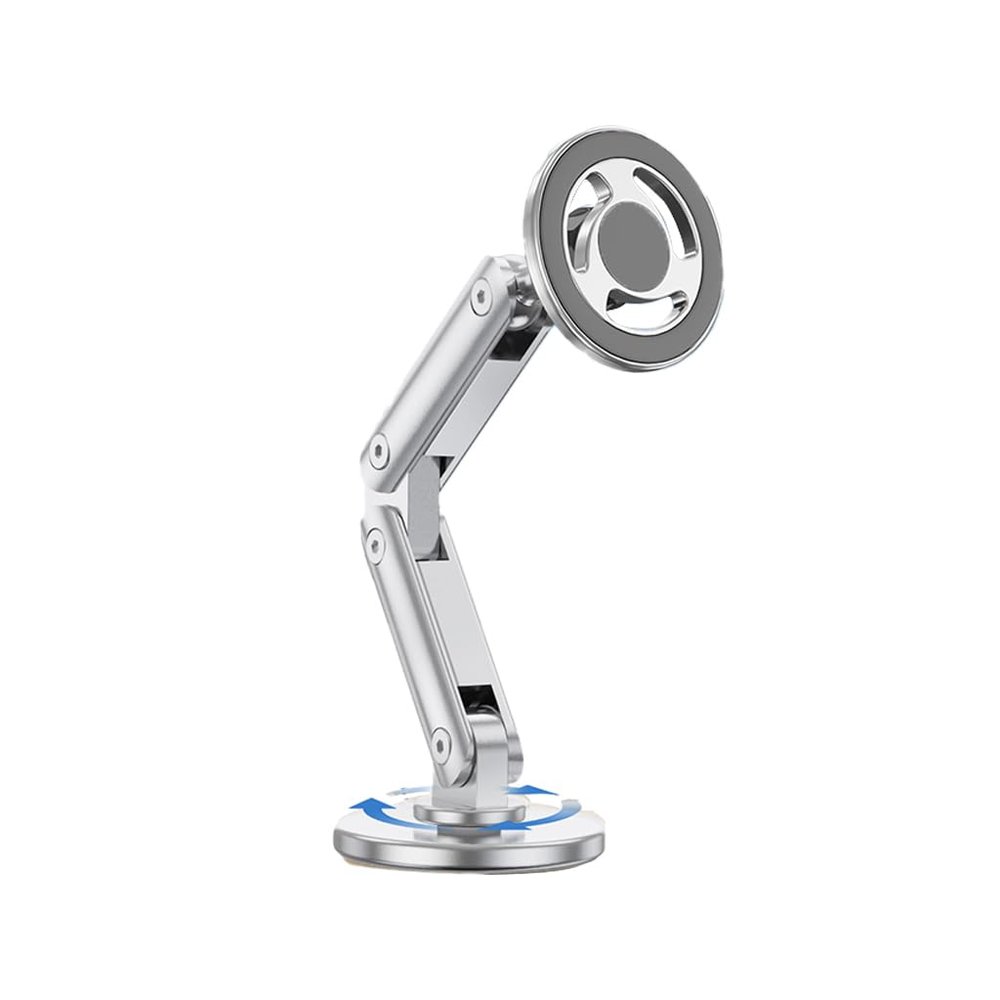NovelGoal Magnetic Cell Phone Holder Universal 360 Rotation Adjustable Foldable Rotating Magnetic Holder Car Phone Bracket Magnet Mount (Silver)