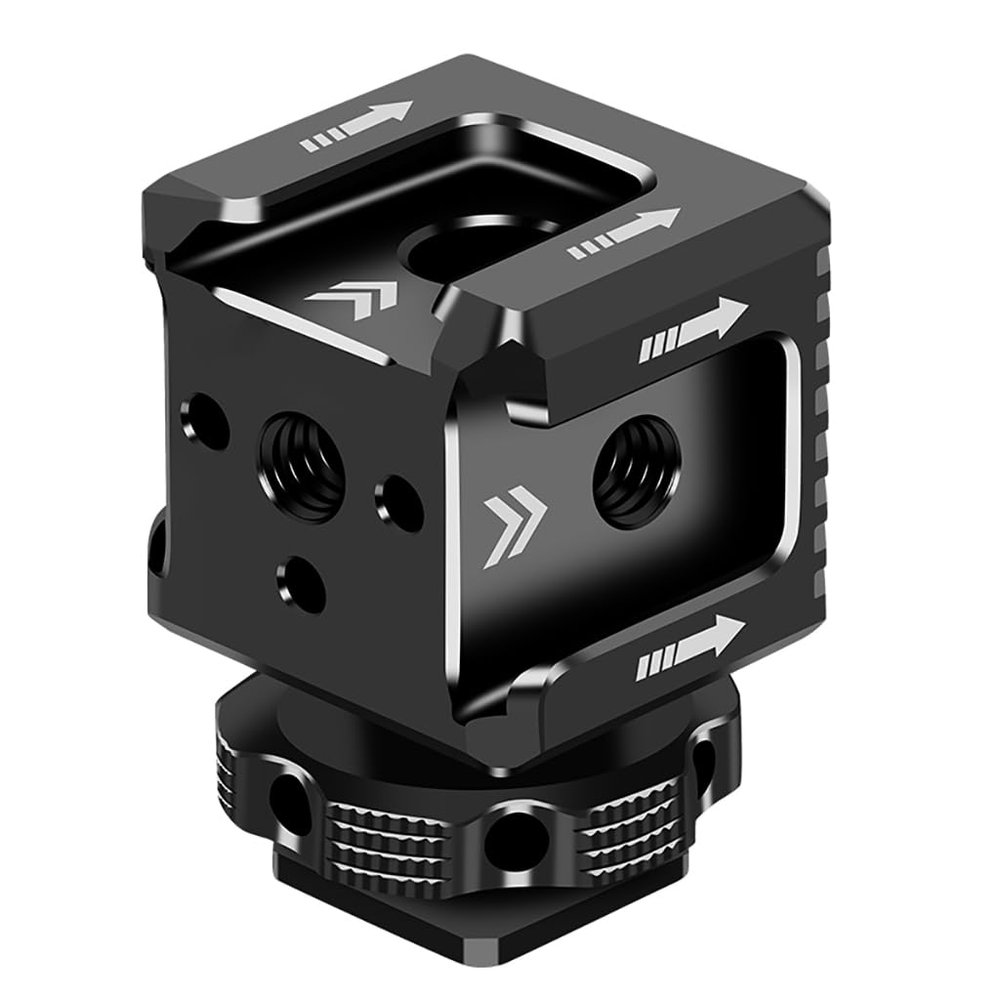 FEICHAO Hot Shoe Mount Adapter 1/4 Screw Hole Triple Holder for Microslr Camera Photography Accessories (1pcs)