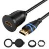 BlueRigger HDMI Waterproof Cable - (3FT, 4K 60Hz, HDMI Panel Mount Socket with Waterproof Dustproof Cap, Male to Female Pass Through, Audio Video Car Dash Adapter) - Compatible with Car, Boat, TV view 1