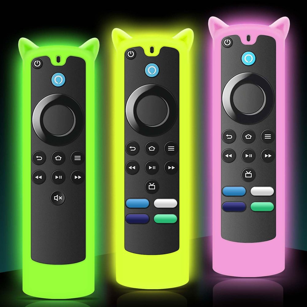 3 Packs Protective Remote Cover Case, Silicone Sleeve Remote Control Cover Glow in The Dark with Lanyard(Glow Green & Glow Yellow & Glow Pink)