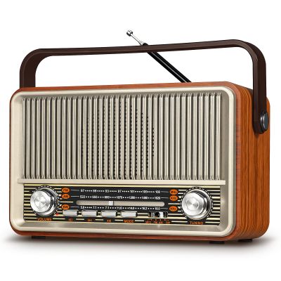 PRUNUS J-120 Retro Vintage Radio Portable AM FM with Bluetooth, for Dad and Mom,Transistor Radios Plug in Wall or Rechargeable Battery Powered Support AUX USB Playing for Home Outdoor