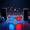 2Pcs Red and Blue 3D Glasses Universal TV Movie Dimensional Video Frame 3D Glasses DVD Game Glass 3D Style Glasses for 3D Movies Games,3D Viewing Glasses,Accessories Light Simple Design view 2