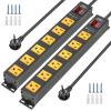 CRST 2Pack 6 Outlet Surge Protector Power Strip 2100J with Switch, 15A/1875W Heavy Duty Mountable Power Strip, Wide Spaced Power Bar for Garage Worshop Home School, 6 FT Cord Black+Yellow view 1