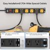 CRST 2Pack 6 Outlet Surge Protector Power Strip 2100J with Switch, 15A/1875W Heavy Duty Mountable Power Strip, Wide Spaced Power Bar for Garage Worshop Home School, 6 FT Cord Black+Yellow view 4