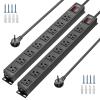 CRST 2 Pack 8 Outlet Metal Heavy Duty Power Strip with Switch, 2100J Surge Protector, Mountable Wide Spaced Power Strip, 6 FT 14AWG, 15A/1875W view 1