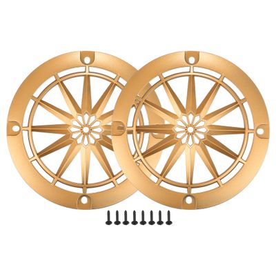 ACROPIX Universal 4" Car Speaker Grills Cover Round 4 Inch Audio Speaker Subwoofer Guard Protector Case with Mounting Screws ABS Gold Tone - Pack of 2