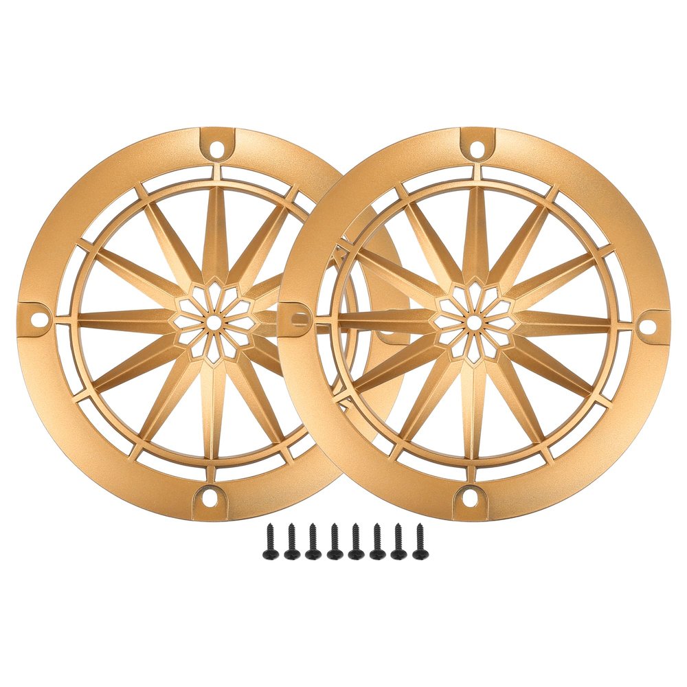 ACROPIX Universal 4" Car Speaker Grills Cover Round 4 Inch Audio Speaker Subwoofer Guard Protector Case with Mounting Screws ABS Gold Tone - Pack of 2