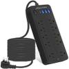 20 FT Power Strips with Surge Protection 1625W/13A, 10 Outlets with 4 USB Ports (1 USB C) Long Extension Cord with Multiple Outlets 14-in-1 1700J 16Awg Flat Plug Power Strip Protector Black ETL Listed view 1