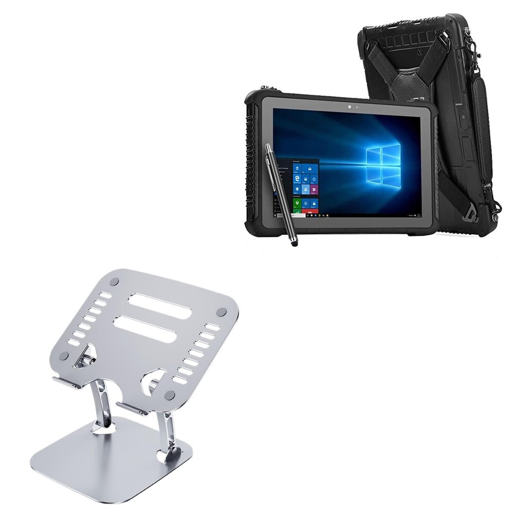 BoxWave Stand and Mount Compatible with Munbyn IRT05 - Executive VersaView Laptop Stand, Ergonomic Adjustable Viewing Angle Metallic Riser - Metallic Silver