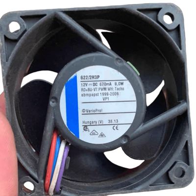 12V 622/2H3P 670mA 8.0W 6025 Cooling Fan 60X60X25MM 4-Wire