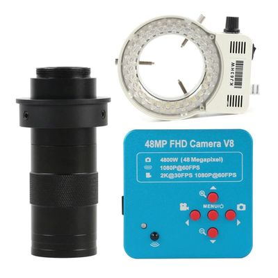 RADHAX Microscope Kit 48MP 2K 1080P 60FPS USB Industry Video Microscope Camera Microscope Lens Adapters (Color : 130X Lens LED Light)