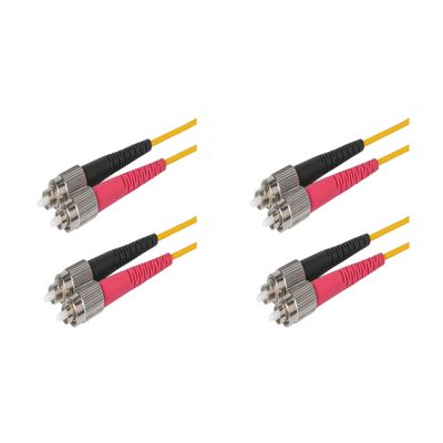 SpeedyFiberTX 2-Pack 80 Meter FC/APC to FC/APC Fiber Optic Patch Cable, Red and Black Boots, Corning SMF-28 Ultra Single-Mode 9/125um Optical Fiber, Duplex Yellow Riser OFNR Cable Jacket